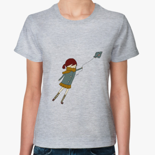 Женская футболка Girl with a bird