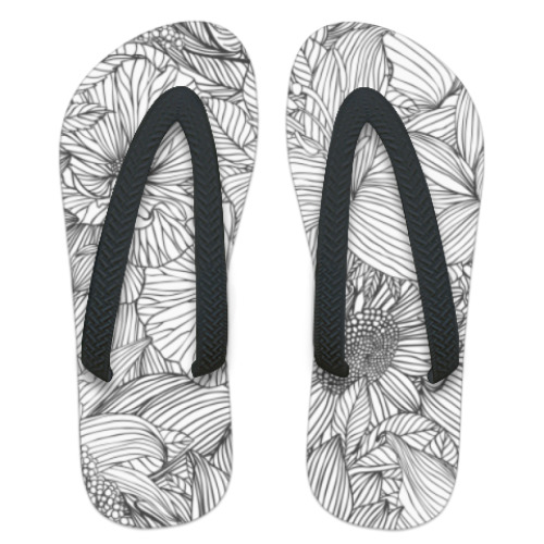 Шлепанцы (сланцы) с принтом цветочный узор ассорти