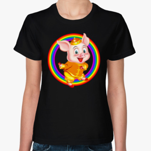 Женская футболка Rainbow Piggy