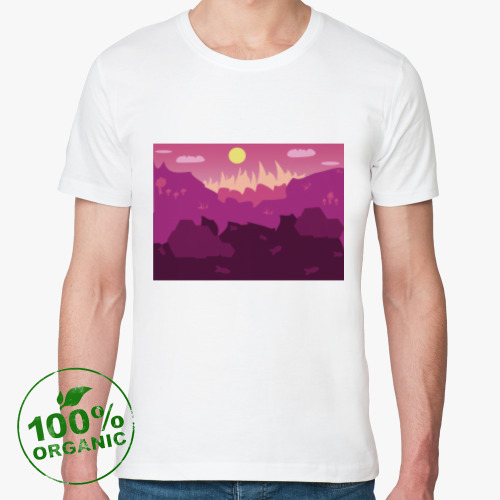 Футболка из органик-хлопка с принтом Горный пейзаж