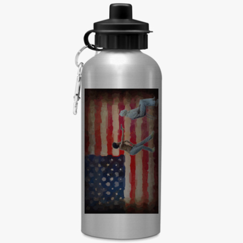 Бутылка с карабином (500 мл) с принтом This is America