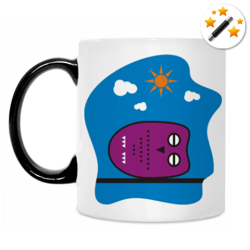 Кружка-хамелеон с принтом Сова