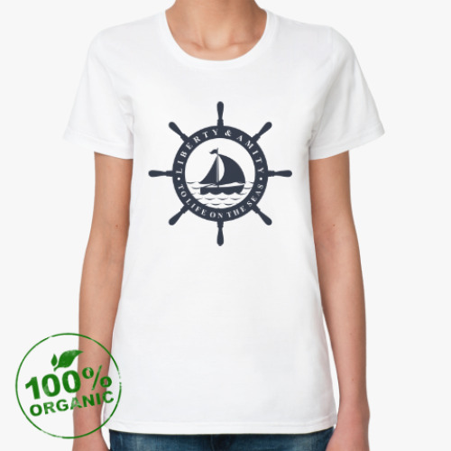 Женская футболка из органик-хлопка Море, штурвал. Liberty and mit