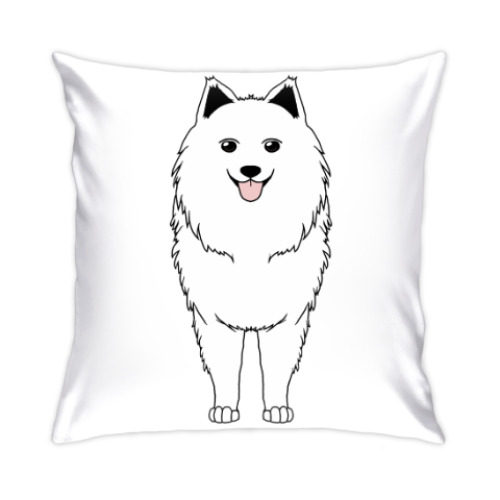 Подушка с принтом Две Стороны Самоеда