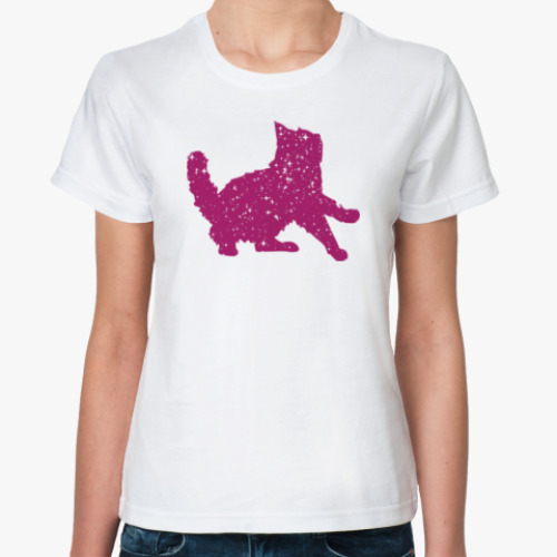 Классическая футболка с принтом Космический котик