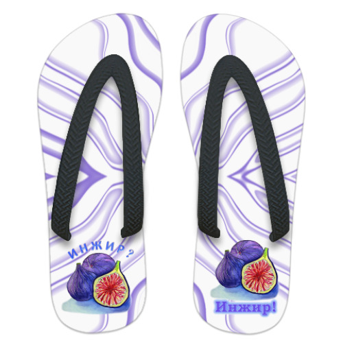 Шлепанцы (сланцы) с принтом акварельный инжир