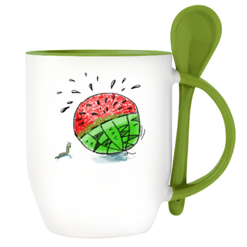 Кружка с ложкой Арбузная тема