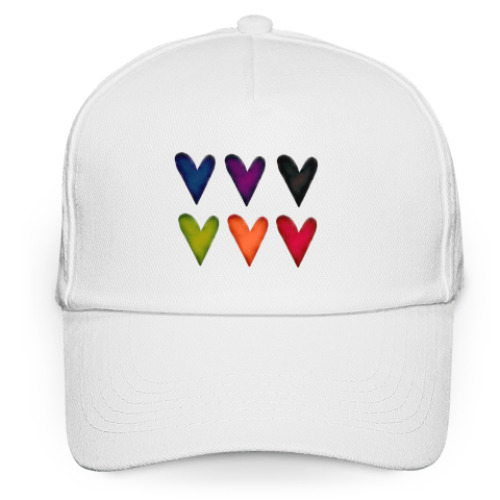 Кепка бейсболка с принтом  'Сердечки'