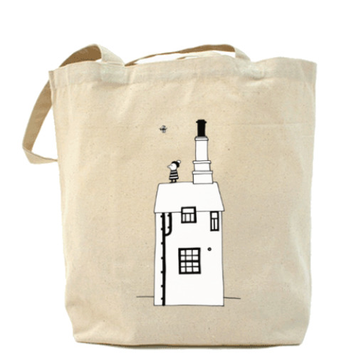 Сумка шоппер с принтом Корнуольский домик