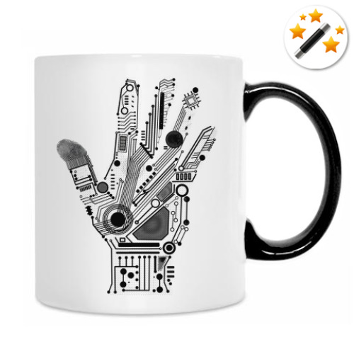 Кружка-хамелеон с принтом Рука инженера. Цифровой принт