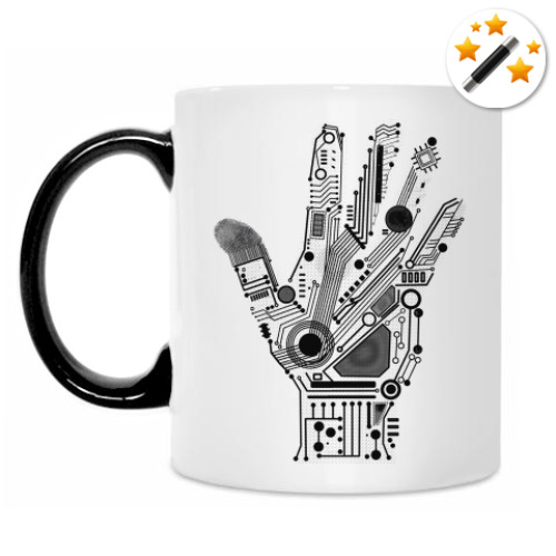 Кружка-хамелеон с принтом Рука инженера. Цифровой принт
