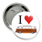 Значок 75 мм I Love Bus