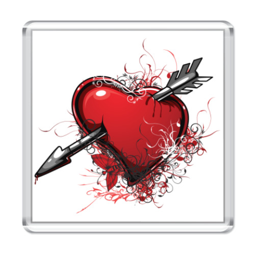 Магнит с принтом Сердце и стрела