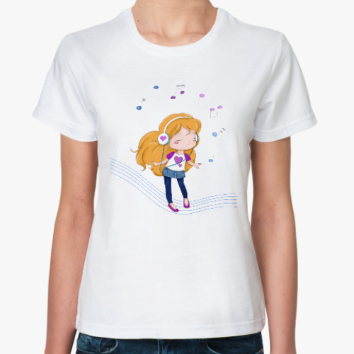 Классическая футболка с принтом Love Music