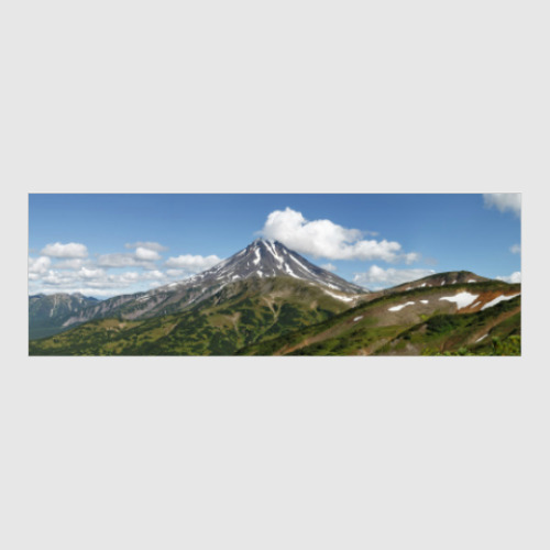 Постер Пейзаж полуострова Камчатка: лето, вулкан и горы