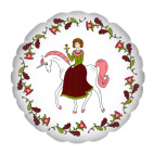 Russian folk flower ornament. Girl and unicorn