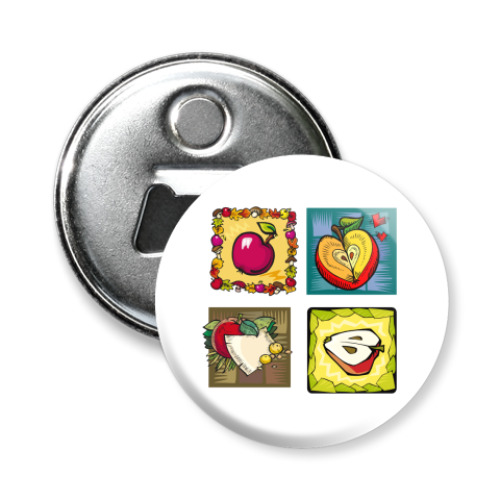 Магнит-открывашка с принтом яблоки