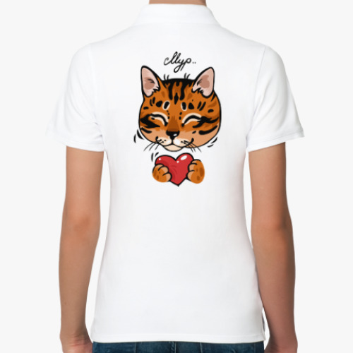 Женская рубашка поло (печать) с принтом Кот Мур