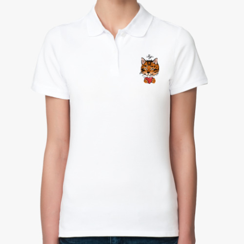 Женская рубашка поло (печать) с принтом Кот Мур