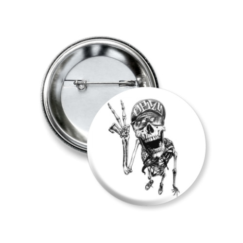 Значок 37мм с принтом Thrash-скелет