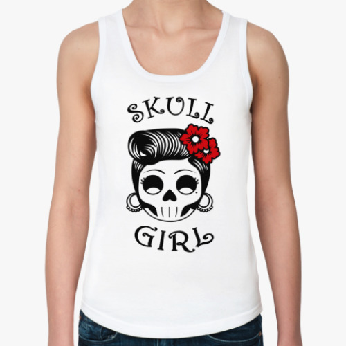 Женская майка с принтом Skull_girl