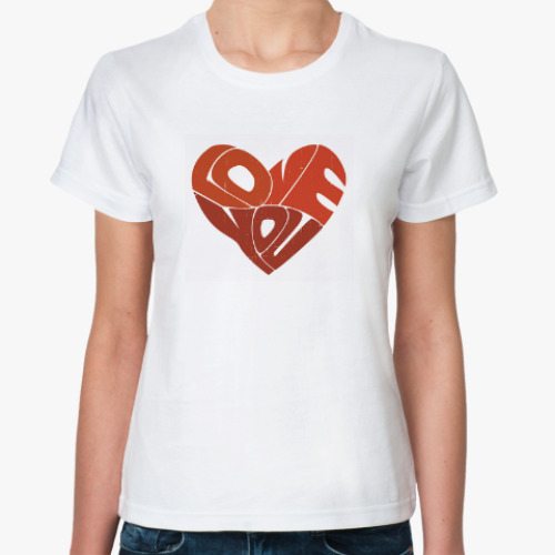 Классическая футболка с принтом Лав