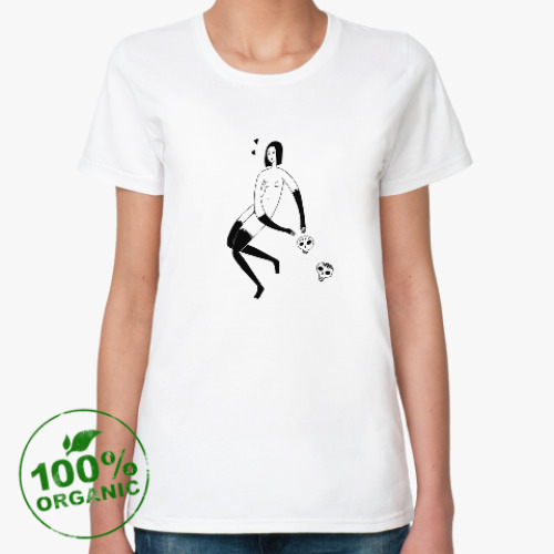 Женская футболка из органик-хлопка девушка и два черепа