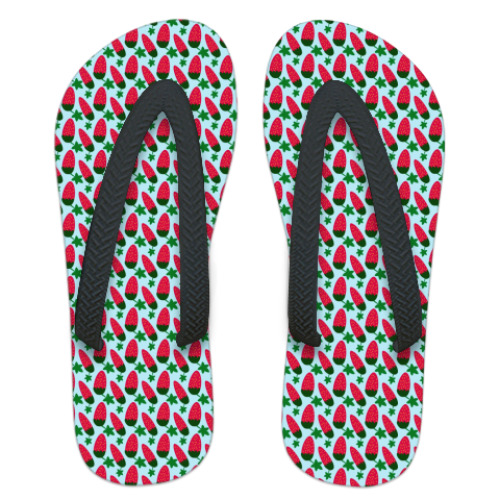 Шлепанцы (сланцы) с принтом Клубнички
