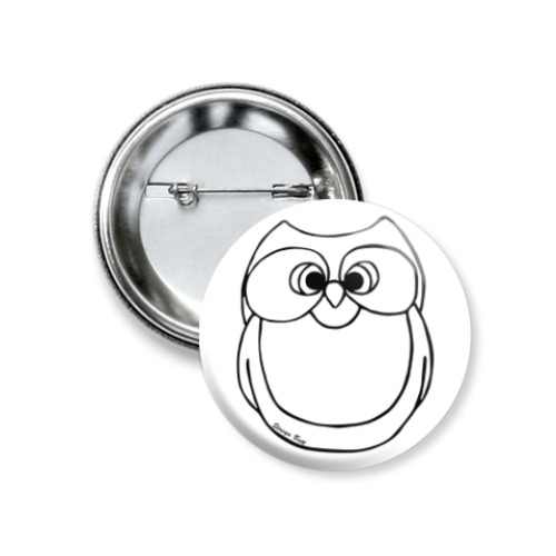 Значок 37мм с принтом Сова