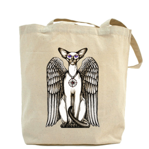 Сумка шоппер с принтом Сфинкс-телохранитель