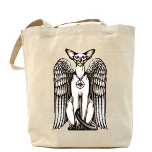 Сумка шоппер с принтом Сфинкс-телохранитель