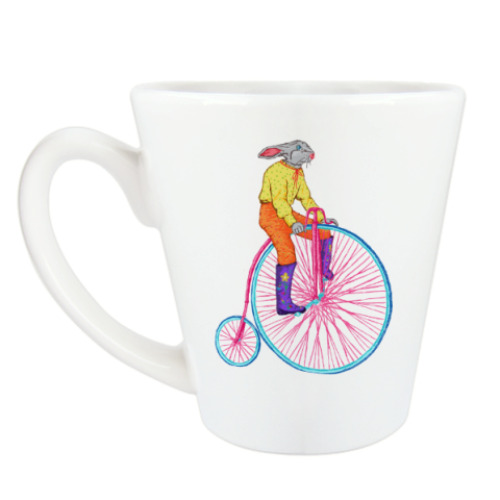 Чашка Латте с принтом Вело-кролик