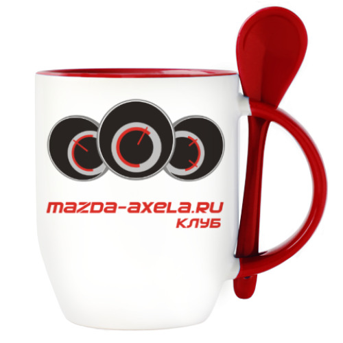 Кружка с ложкой с принтом Mazda Axela Club