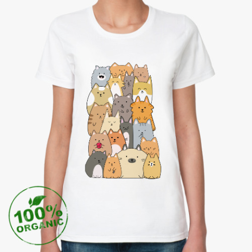 Женская футболка из органик-хлопка Смешные коты (funny cats)