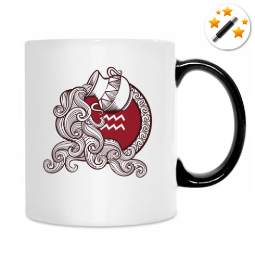 Кружка-хамелеон с принтом Символ Водолей Знак Зодиака