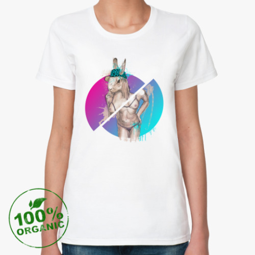 Женская футболка из органик-хлопка  Девушка-кролик
