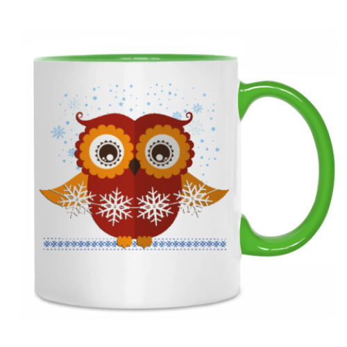 Кружка с принтом Зимняя сова