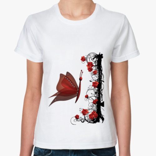 Классическая футболка с принтом Женская футболка, белая