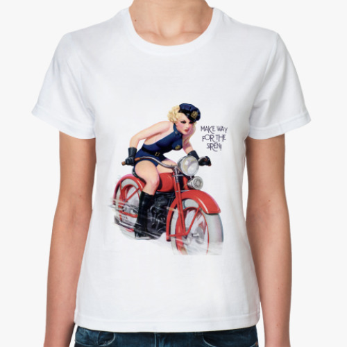 Классическая футболка с принтом Pin-Up Girl