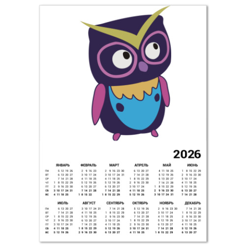 Календарь с принтом  СОВА