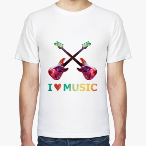 Футболка с принтом Я люблю музыку