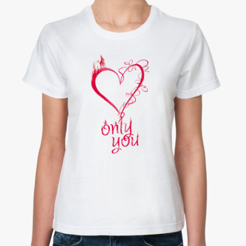 Классическая футболка с принтом   сердце