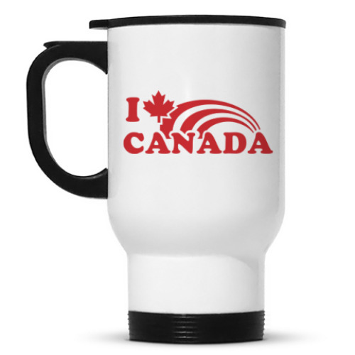Кружка-термос с принтом I love Canada.(Я люблю Канаду)