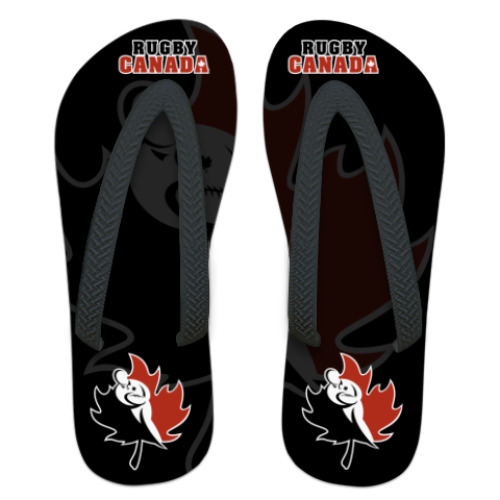 Шлепанцы (сланцы) с принтом  Регби Канада