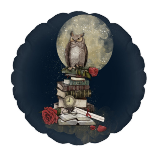 Подушка Мудрая сова и книги