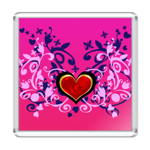 Магнит  Сердце в цветах