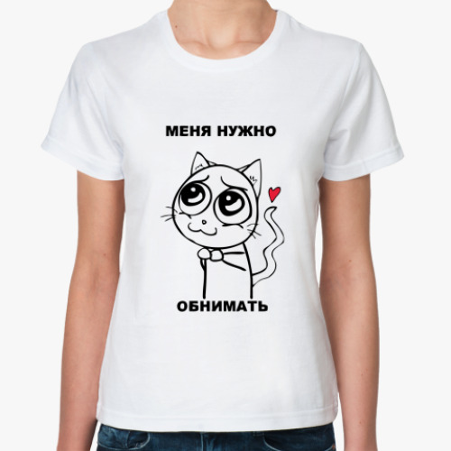 Классическая футболка с принтом Котик