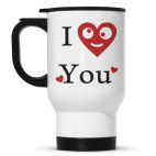 Кружка-термос белая I Love You | Я люблю тебя