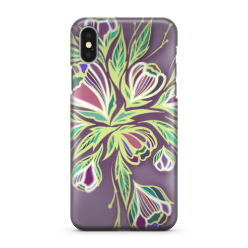Чехол для iPhone X Glowing flowers