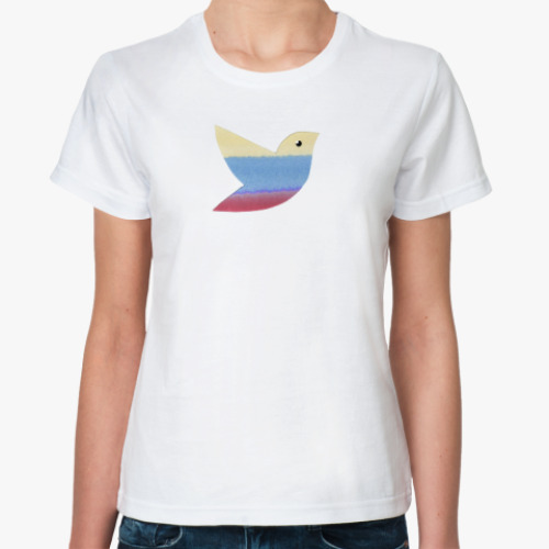 Классическая футболка Акварельная птичка Watercolor